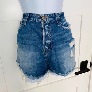 High-Waisted Distressed Jean Shorts